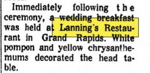 Lannings Restaurant & Catering - Nov 1963 Article (newer photo)